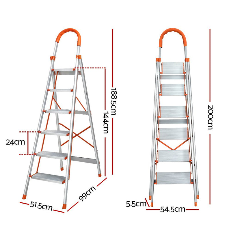 Giantz 6 Step Ladder Multi-Purpose Folding Aluminium Light Weight Non Slip Platform Payday Deals