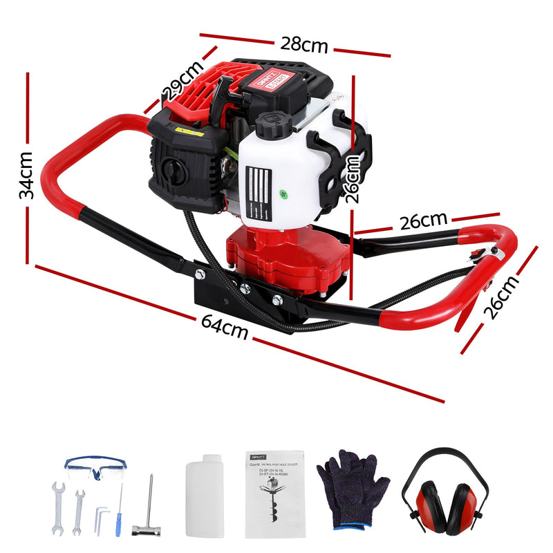 Giantz 65CC Post Hole Digger Motor Only Petrol Engine Red Payday Deals