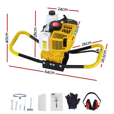 Giantz 74CC Post Hole Digger Motor Only Petrol Engine Yellow Payday Deals