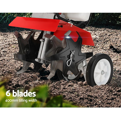 Giantz 88CC Tiller Rototiller Cultivator 6 Blades Garden Soil Power Rotary Hoe Payday Deals