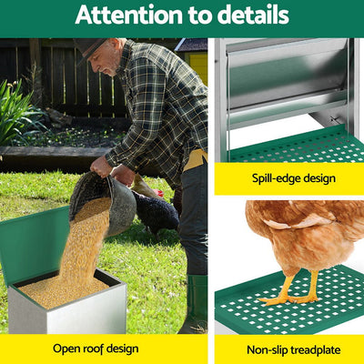 Giantz Automatic Chicken Feeder Port Coop Chick Poultry Treadle Self Opening Payday Deals