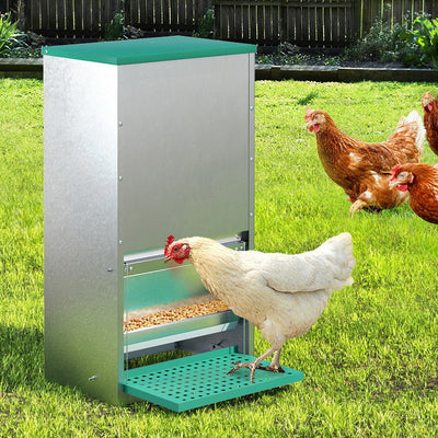 Giantz Automatic Chicken Feeder Port Coop Chick Poultry Treadle Self Opening Payday Deals