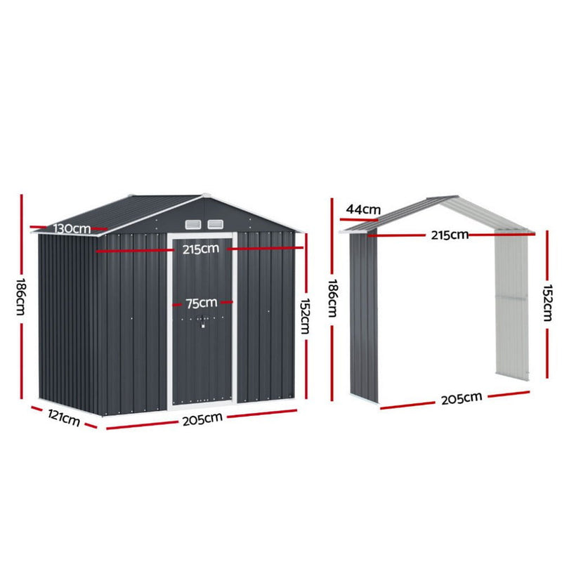 Giantz Garden Shed Outdoor Storage 2.15x1.74M Tool Workshop House w/Extension Kit Payday Deals