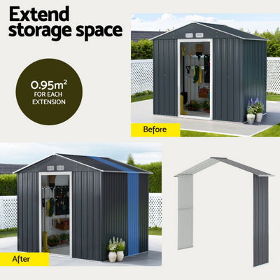 Giantz Garden Shed Outdoor Storage 2.15x1.74M Tool Workshop House w/Extension Kit Payday Deals