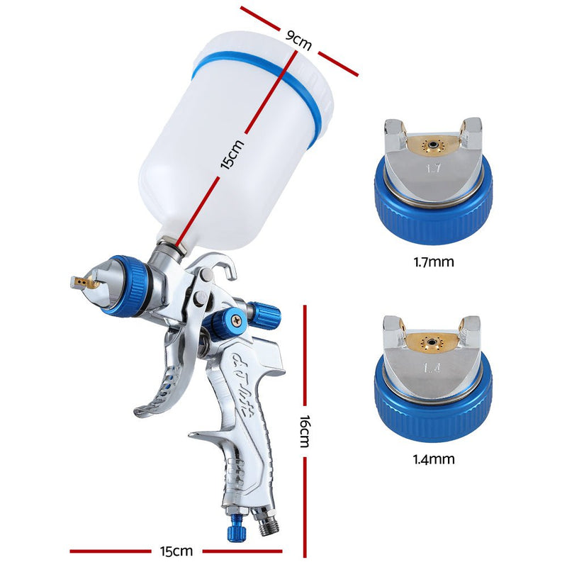 Giantz HVLP Air Spray Gun Gravity Feed Cup Nozzles Included Payday Deals