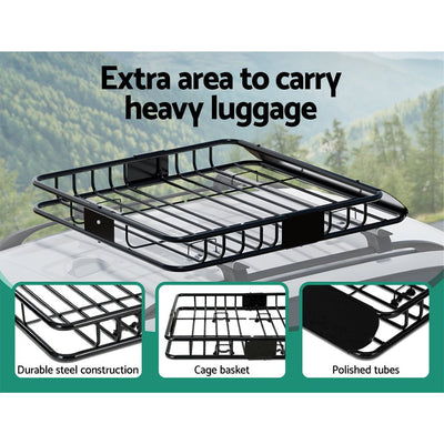 Giantz Universal Car Roof Rack Basket Luggage Carrier Steel Vehicle Cargo 111cm Payday Deals