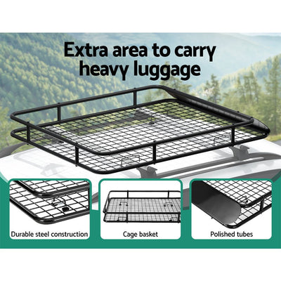 Giantz Universal Car Roof Rack Basket Luggage Carrier Steel Vehicle Cargo 123cm Payday Deals