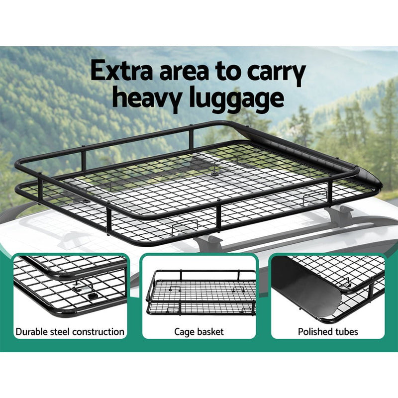 Giantz Universal Car Roof Rack Basket Luggage Carrier Steel Vehicle Cargo 123cm Payday Deals