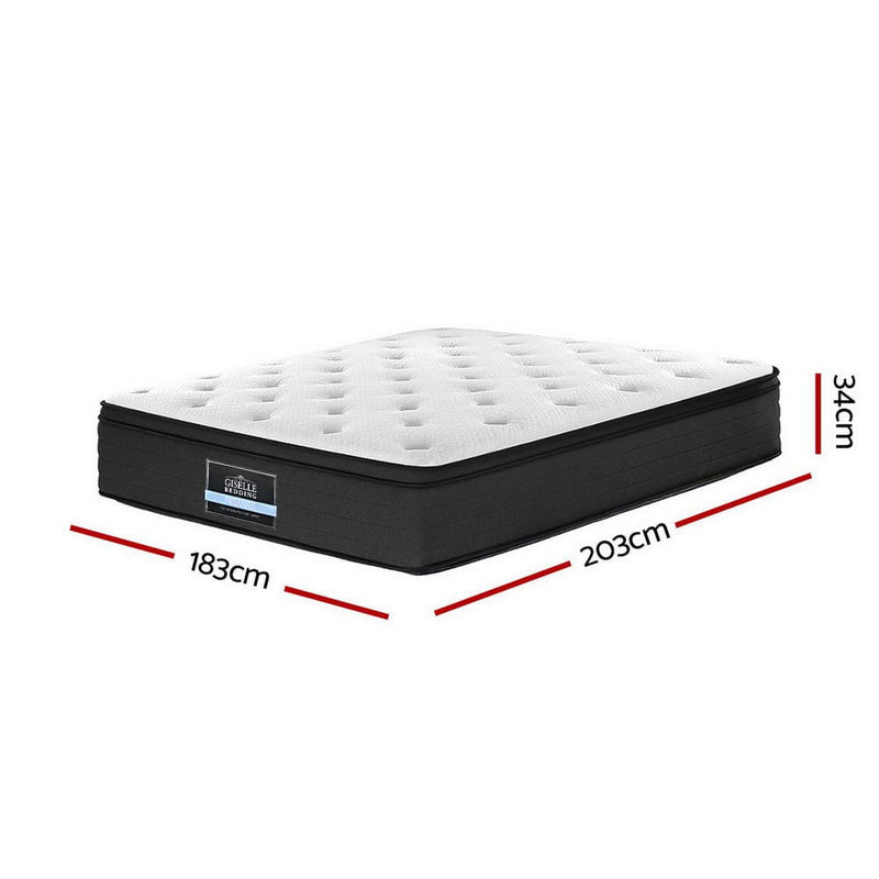 Giselle Bedding KING Mattress Bed 7 Zone Euro Top Pocket Spring Firm Foam Payday Deals