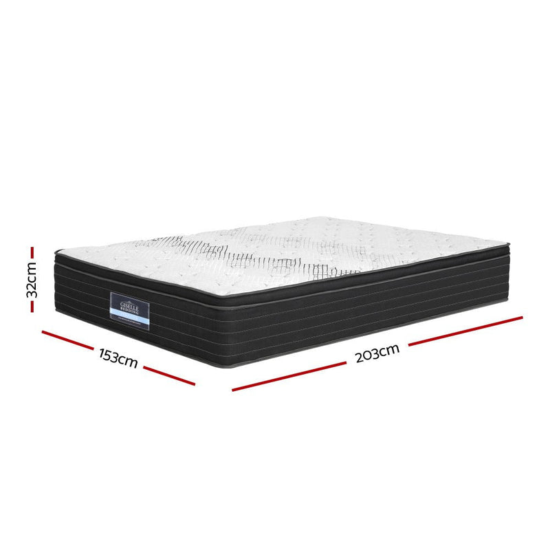 Giselle Bedding Mattress Extra Firm Queen Pocket Spring Foam Super Firm 32cm Payday Deals