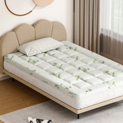 Giselle Bedding Mattress Topper Pillowtop Bamboo 7.5cm King Single Payday Deals