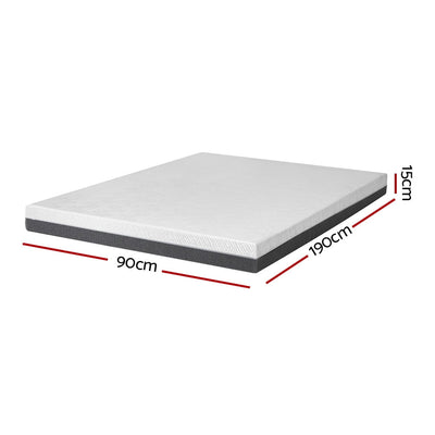 Giselle Bedding Memory Foam Mattress Bed Cool Gel Non Spring 15cm Single Payday Deals