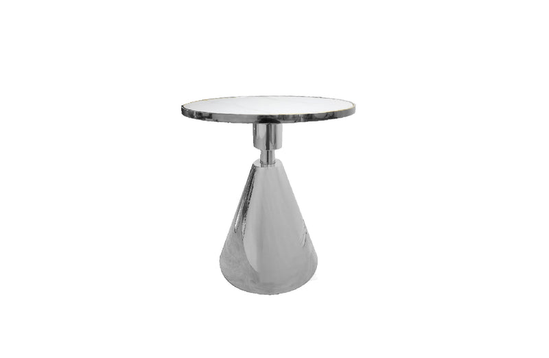 Glam Silver 50cm Side Table - White Marble Payday Deals