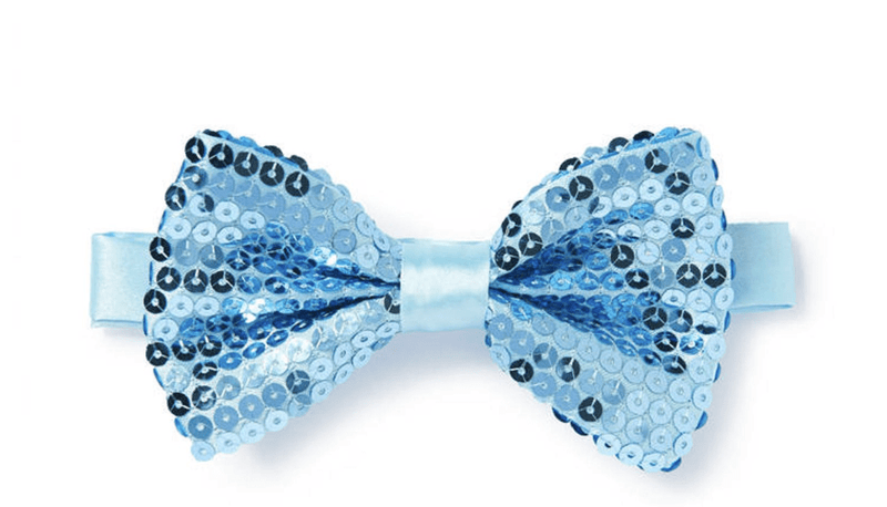 GLITTER SEQUIN BOW TIE Costume Fancy Dress Dance Fancy Shiny Party Bowtie - Light Blue Payday Deals