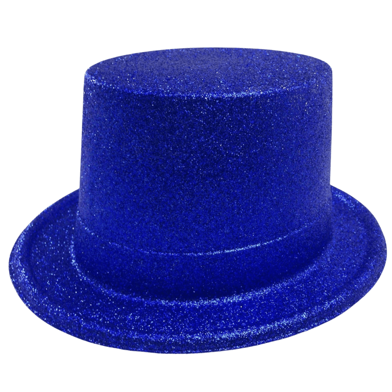 GLITTER TOP HAT Fancy Party Plastic Costume Tall Cap Fun Dress Up Sparkle - Blue Payday Deals