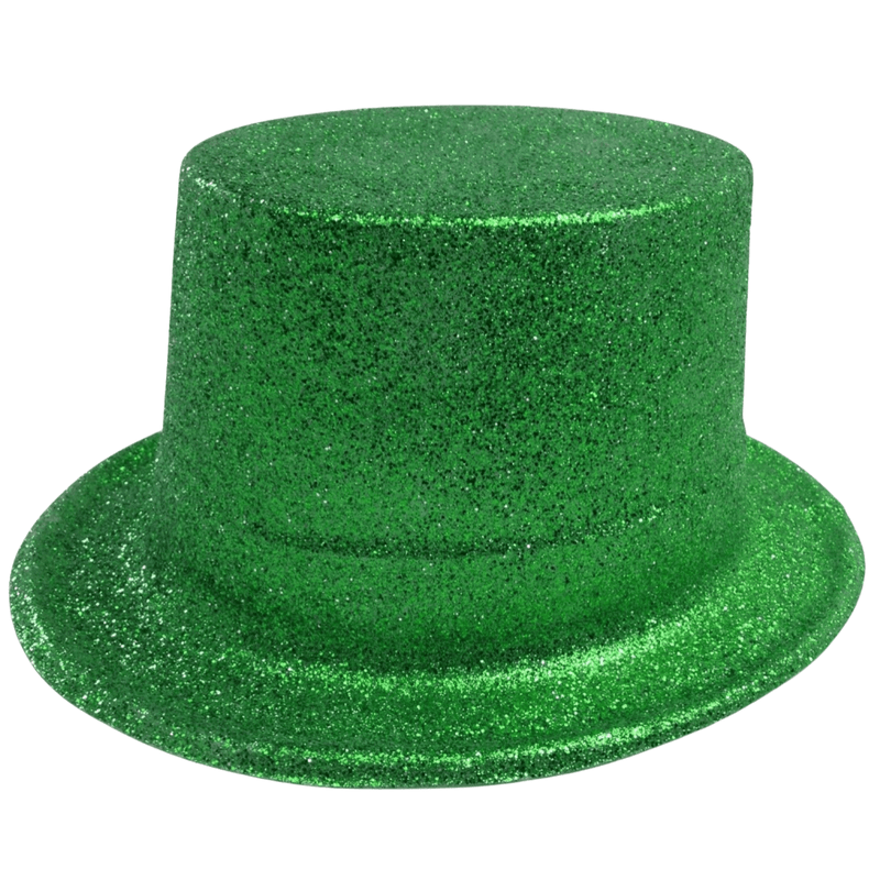 GLITTER TOP HAT Fancy Party Plastic Costume Tall Cap Fun Dress Up Sparkle - Green Payday Deals