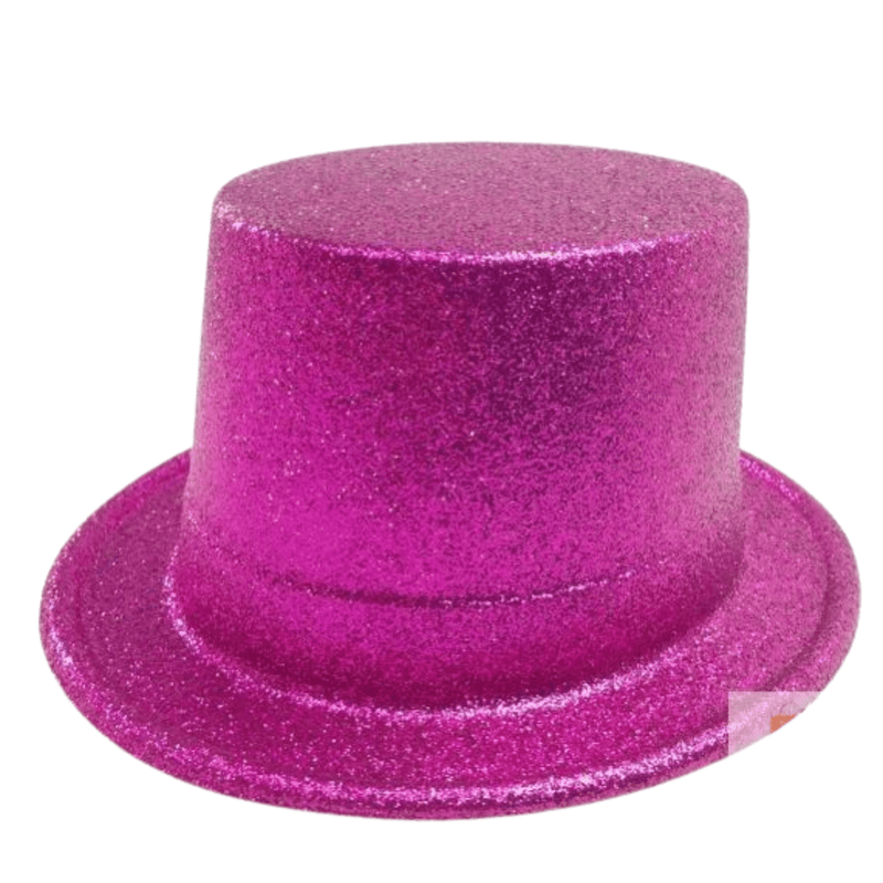 GLITTER TOP HAT Fancy Party Plastic Costume Tall Cap Fun Dress Up Sparkle - Hot Pink Payday Deals