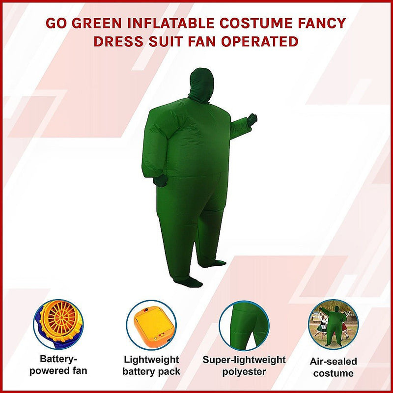 Go Green Inflatable Costume Fancy Dress Suit Fan Operated Payday Deals