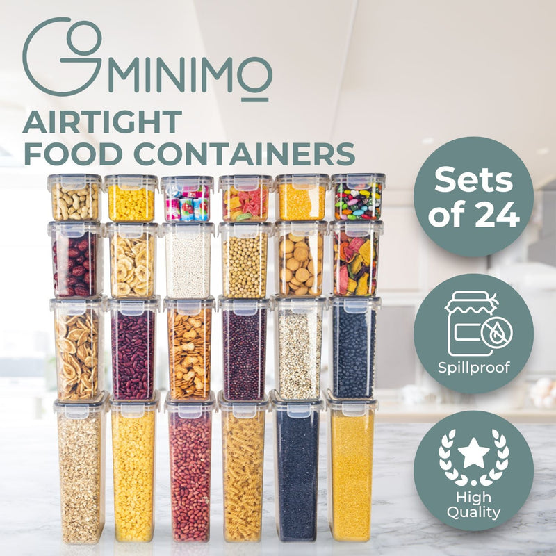 Gominimo 24PCS Airtight Food Storage Containers Kitchen Dry Food Pantry Organization Set Payday Deals