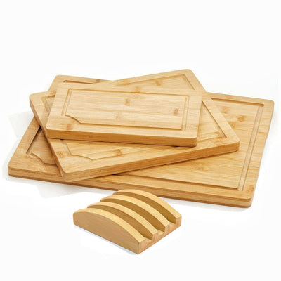 GOMINIMO 3 Pieces Bamboo Chopping Board with Stand (3 sizes) GO-CCB-102-YT Payday Deals