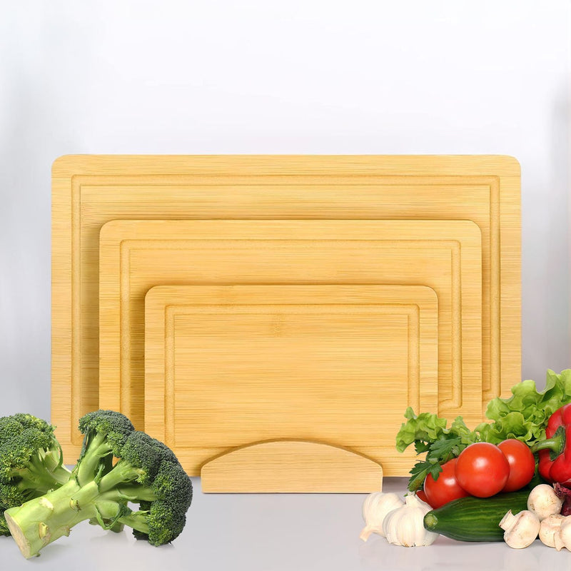 GOMINIMO 3 Pieces Bamboo Chopping Board with Stand (3 sizes) GO-CCB-102-YT Payday Deals