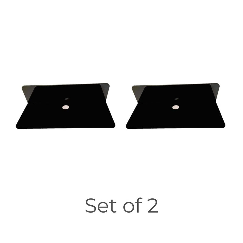 GOMINIMO Acrylic Floating Wall Shelves Set of 2 with Cable Clips (Black) GO-FWS-102-SYD Payday Deals