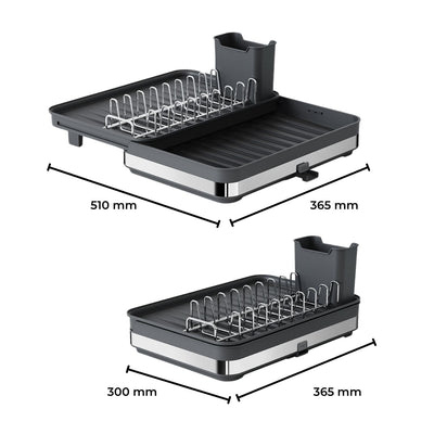 GOMINIMO Expandable Dish Drying Rack with Removable Cutlery Drainer and Utensils Holder (Black) GO-DR-103-HZI Payday Deals