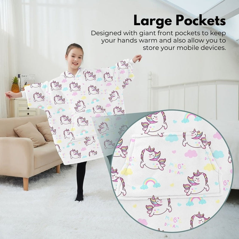 GOMINIMO Hoodie Blanket (Kids Unicorn white) Payday Deals