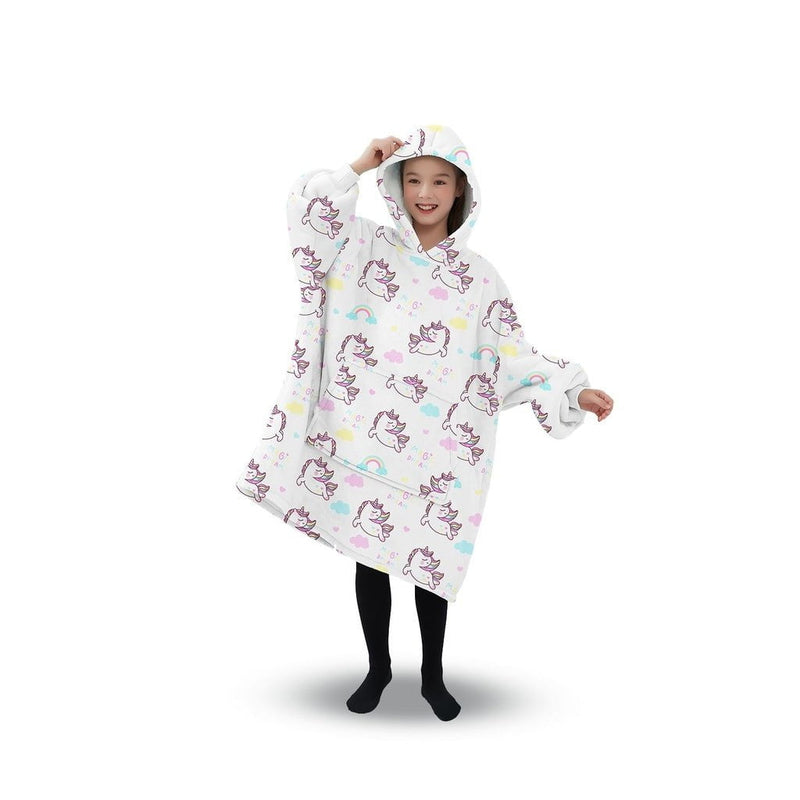 GOMINIMO Hoodie Blanket (Kids Unicorn white) Payday Deals