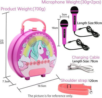 GOMINIMO Kids Portable Karaoke with Two Microphones (Round, Purple Unicorn) GO-KMM-105-HXDW Payday Deals