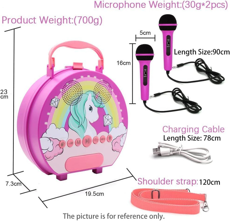 GOMINIMO Kids Portable Karaoke with Two Microphones (Round, Purple Unicorn) GO-KMM-105-HXDW Payday Deals