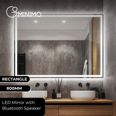 GOMINIMO LED Mirror with Bluetooth Speaker 800mm Rectangle GO-BM-105-JR Payday Deals