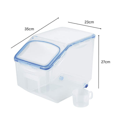 GOMINIMO Multipurpose Food Storage Container with Lids and Cup for Pet Food or Rice Grains (Clear/Blue) GO-FSC-100-JBY Payday Deals