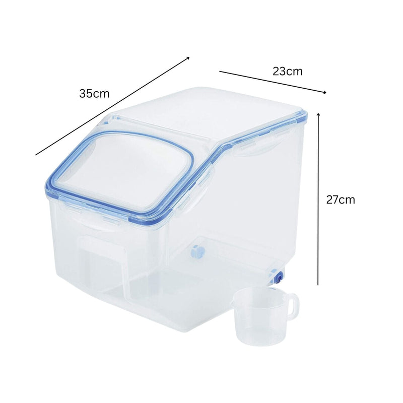 GOMINIMO Multipurpose Food Storage Container with Lids and Cup for Pet Food or Rice Grains (Clear/Blue) GO-FSC-100-JBY Payday Deals