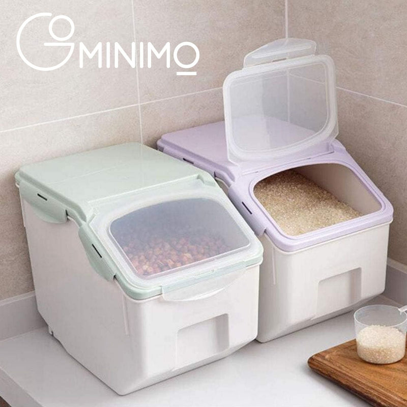 GOMINIMO Multipurpose Food Storage Container with Lids and Cup for Pet Food or Rice Grains (Green) GO-FSC-103-JBY Payday Deals