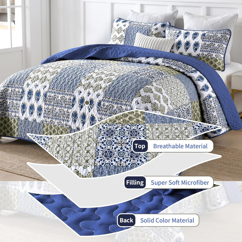 Gorgeous Quilted bedspread and pillowcovers set: Comfortable Elegance - Queen size Payday Deals