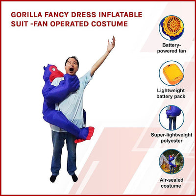 GORILLA Fancy Dress Inflatable Suit -Fan Operated Costume Payday Deals