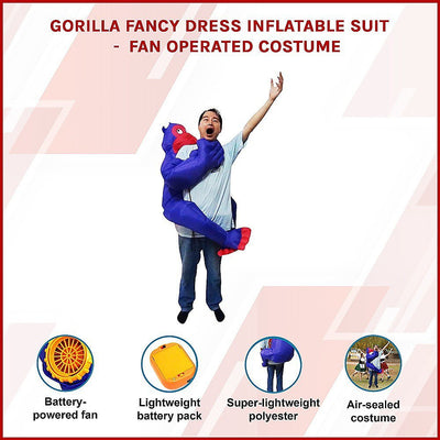 GORILLA Fancy Dress Inflatable Suit -Fan Operated Costume Payday Deals