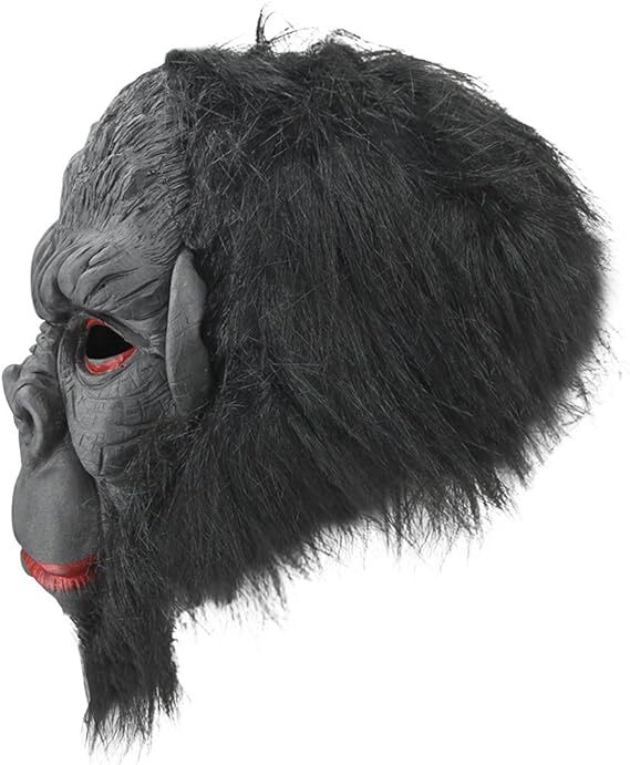 Gorilla Mask Monkey Costume Halloween Animal Ape Chimp with Hair Accessory Latex Payday Deals