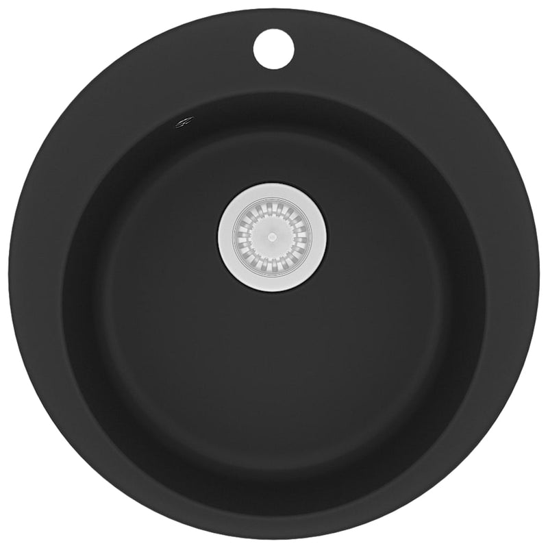 Granite Kitchen Sink Single Basin Round Black Payday Deals