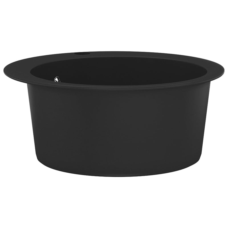 Granite Kitchen Sink Single Basin Round Black Payday Deals
