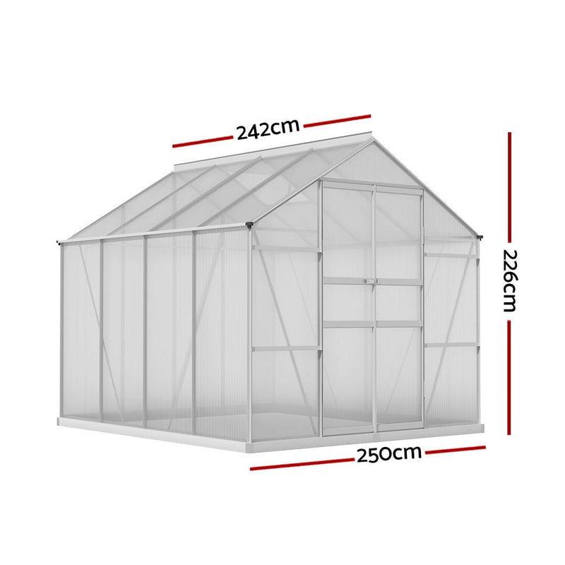 Greenfingers Aluminium Greenhouse Green House Polycarbonate Garden Shed 2.4x2.5M Payday Deals