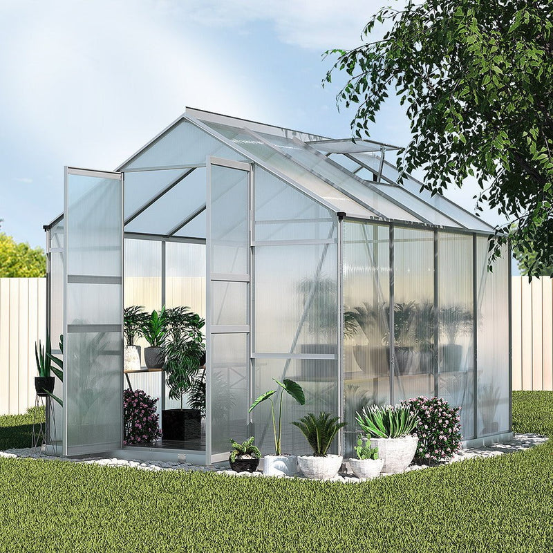 Greenfingers Aluminium Greenhouse Green House Polycarbonate Garden Shed 2.4x2.5M Payday Deals