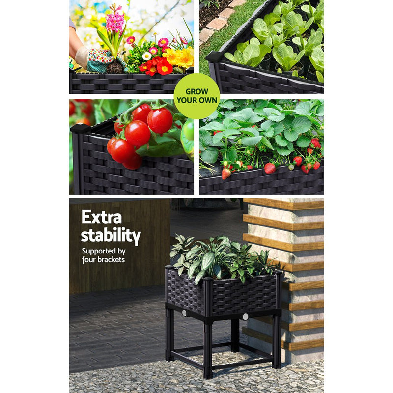 Greenfingers Garden Bed PP Raised Planter Flower Vegetable Outdoor 40x40x23cm Payday Deals