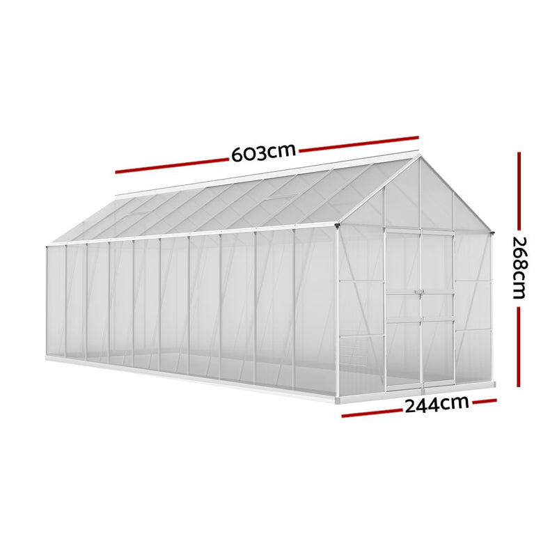 Greenfingers Greenhouse Aluminium Large Green House Garden Shed 6X2.4M Payday Deals