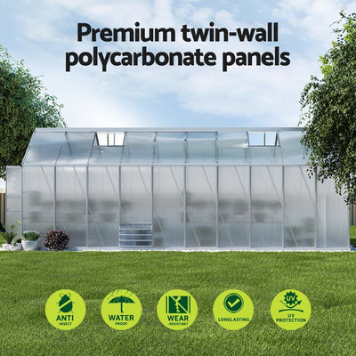 Greenfingers Greenhouse Aluminium Large Green House Garden Shed 6X2.4M Payday Deals