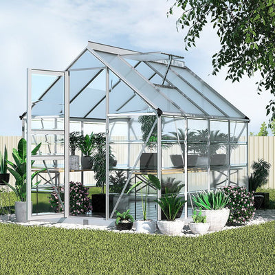 Greenfingers Greenhouse Aluminium Polycarbonate Green House Garden 248x189x200cm Payday Deals