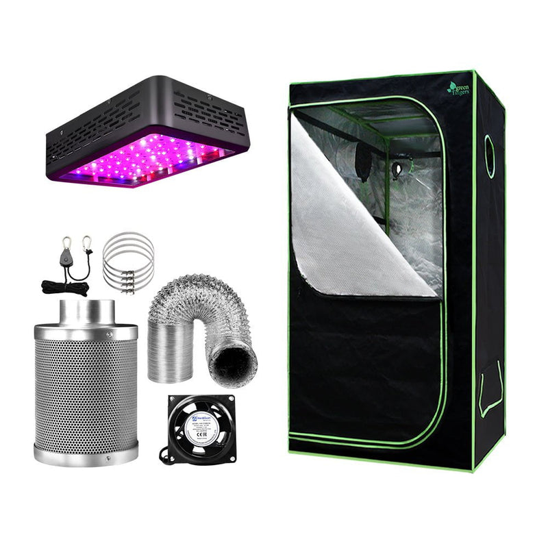 Greenfingers Grow Tent 600W LED Grow Light 60X60X140cm Mylar 4" Ventilation Payday Deals