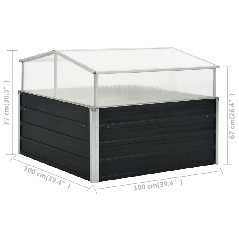 Greenhouse Anthracite 100x100x77 cm Galvanised Steel Payday Deals