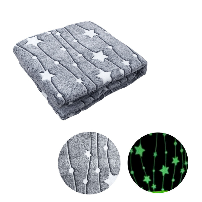 Grey Stars Glow in the Dark Throw Rug 125x152 cm Payday Deals